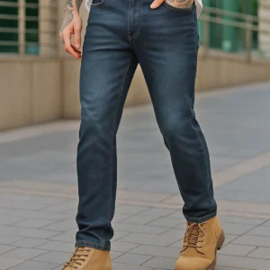 Men’s Blue Washed Slim Straight Fit